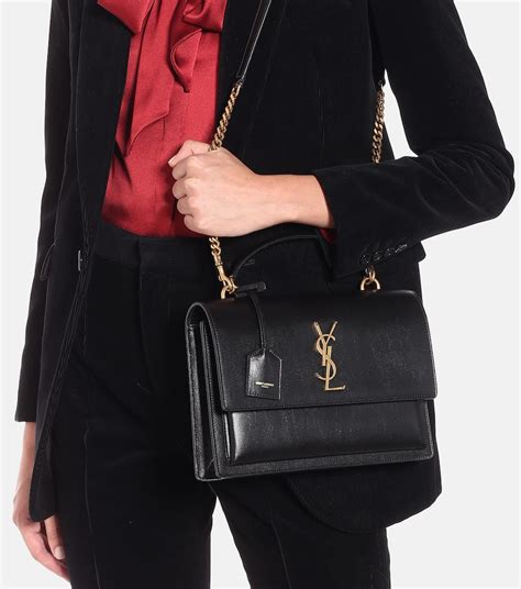 ysl sunset medium vs small|medium sunset leather shoulder bag.